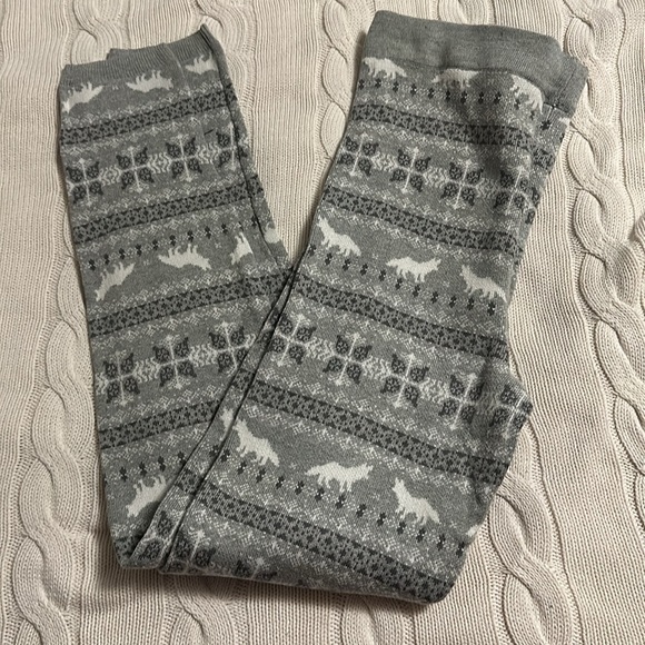 Grey White Fair Isle Print Winter Leggings Size L Xhiliration - Picture 4 of 8